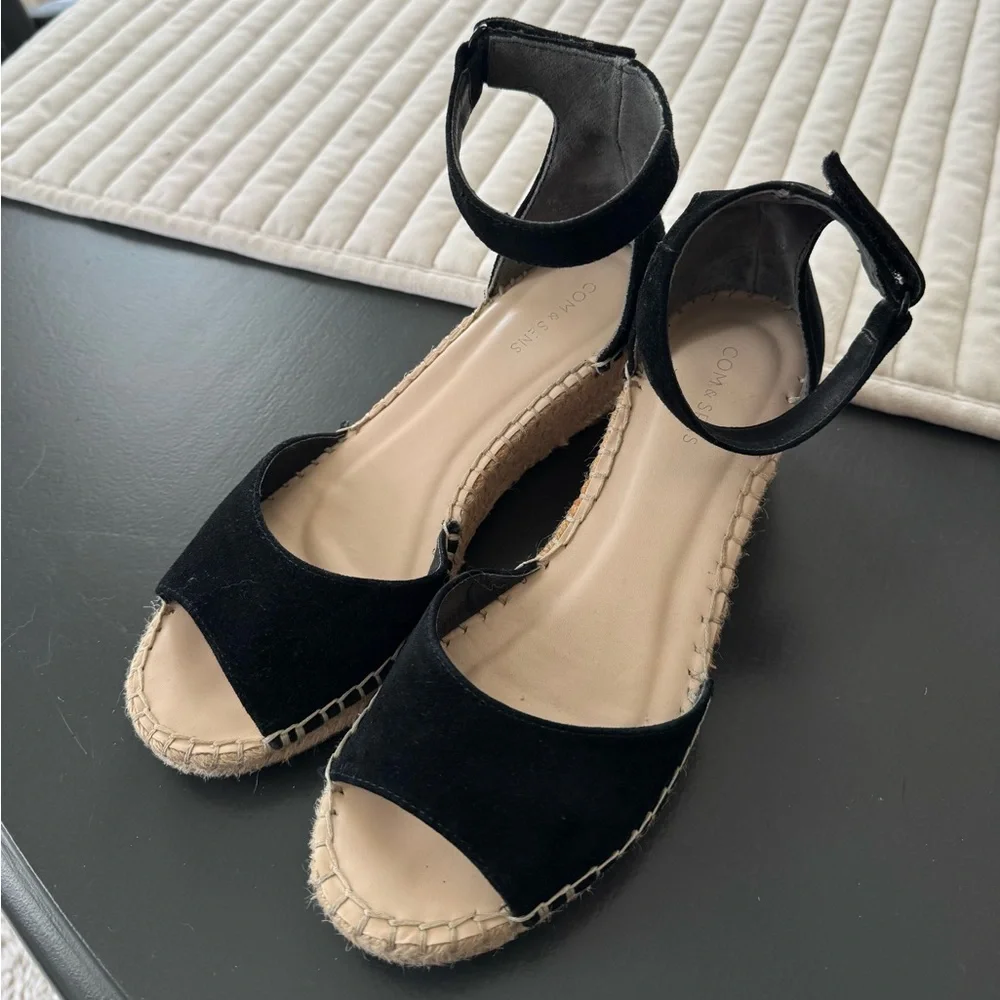 Black Espadrille Ankle-Strap Wedges - Women